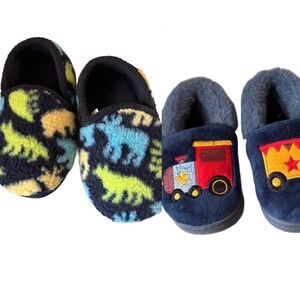 Kids Dinosaur/Animal and Train Slippers Two Pair